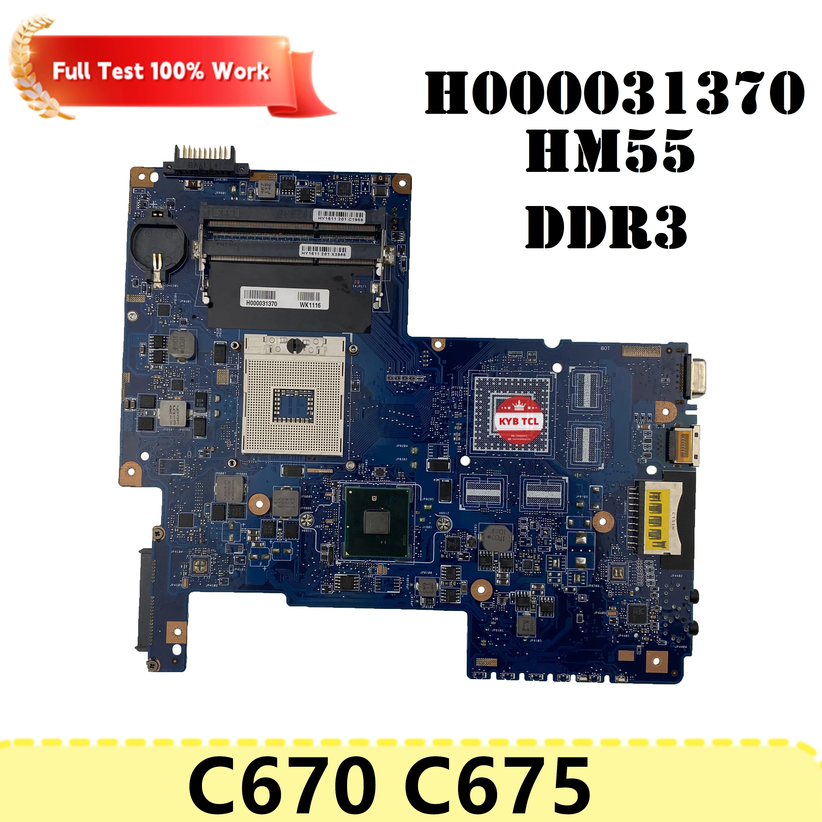 

For Toshiba Satellite C670 C675 Laptop Motherboard H000031370 Mainboard 08N1-0NC0J00 Notebook DDR3 HM55 100% Tested OK