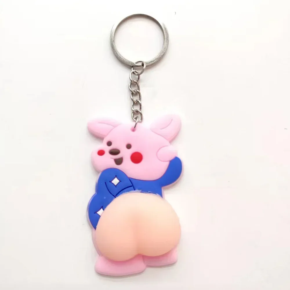 Cute Squeeze Butt Key Ring Fidget Butt Doll Cartoon Mini Keychain Squishy Ball Novelty Gift  Key Chain Car Keychain  Keyring