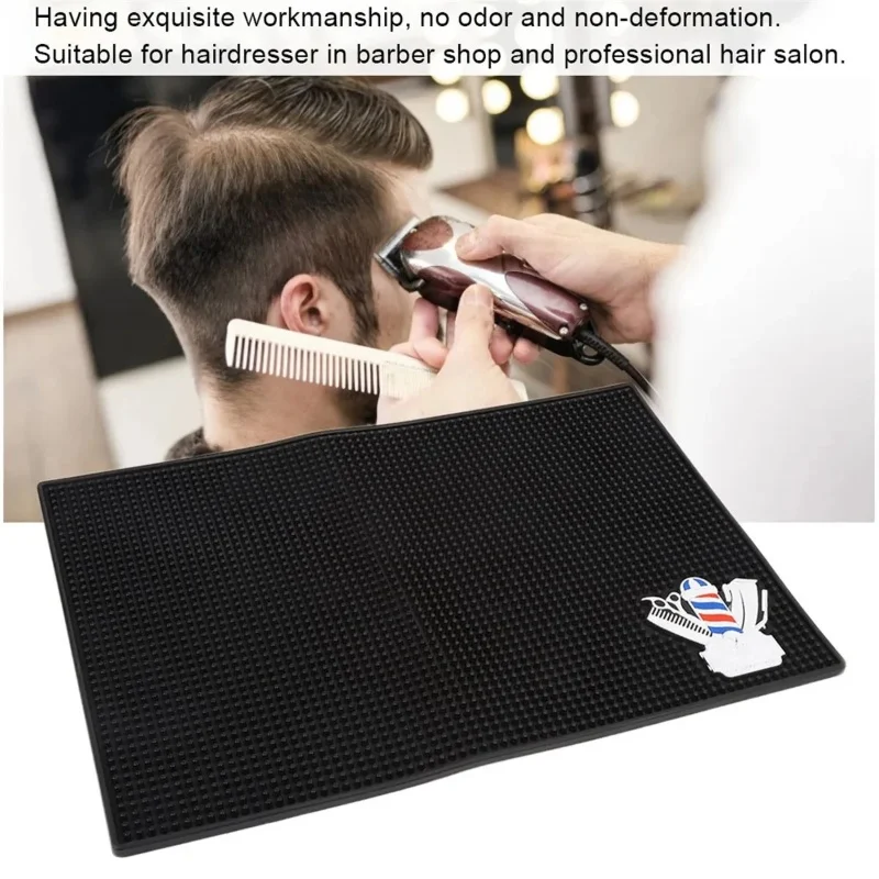 

Salon Barber Mat for Nonslip Barbershop Counter Mat PVC Black Flexible Thick Table Mat Organizer Pad for Scissors Accessory Supp