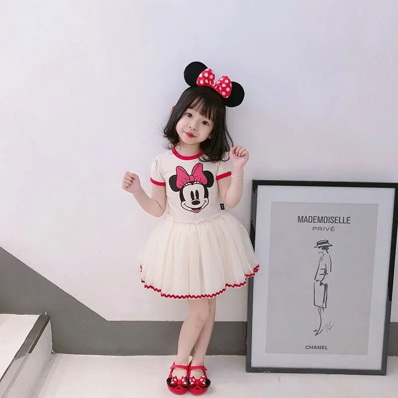 Disney Minnie Exquisite Cute Kawaii Cartoon Mesh Dress Gift Creative Simple Anime Character Children's Princess Dress Wholesale