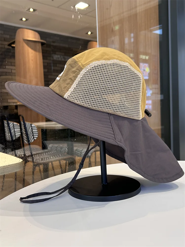 Fisherman's hat - unisex summer outdoor sun hat with wide brim, mesh, breathable, quick-drying, hiking cap