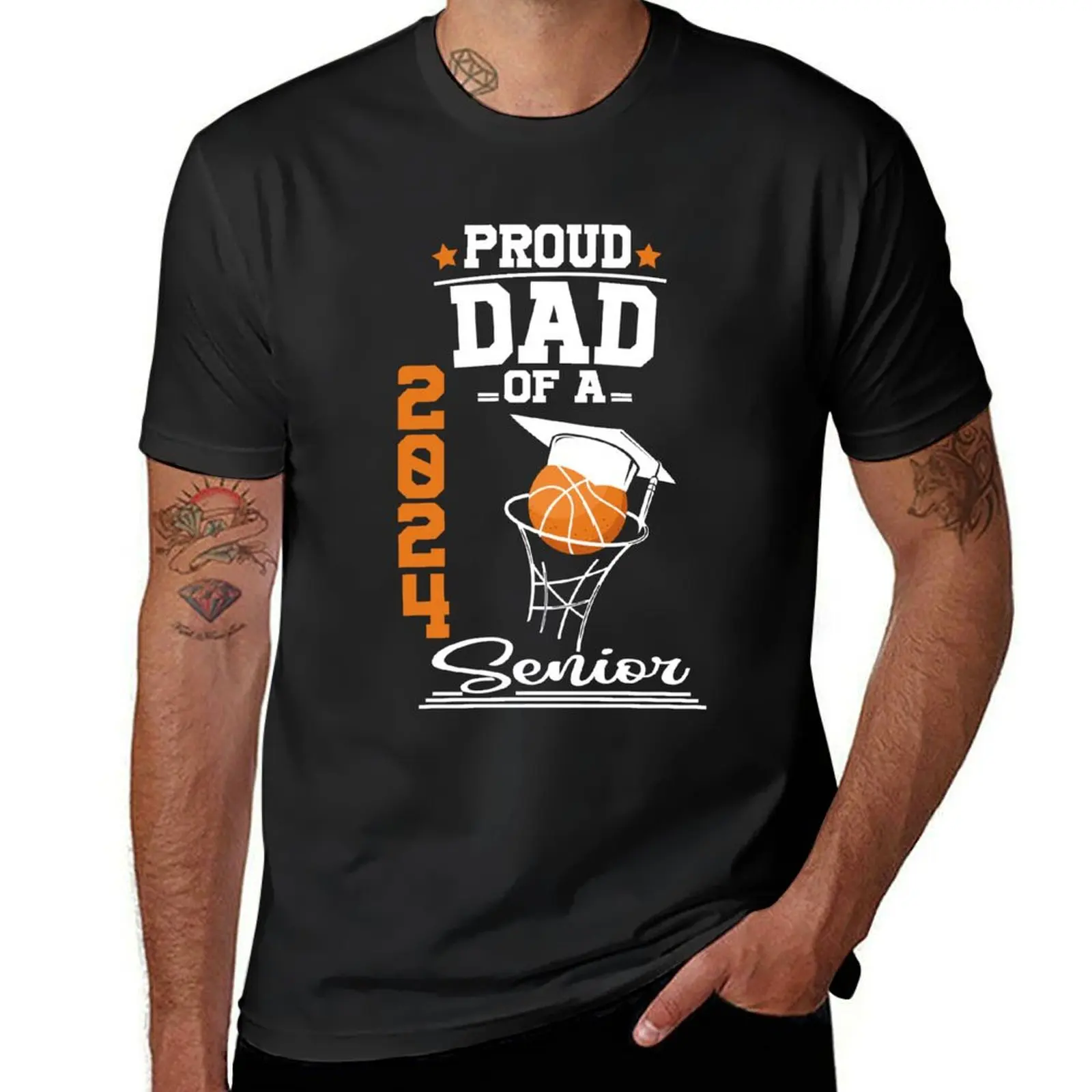 

Proud Dad of a 2024 Senior Basketball T-Shirt sweat customs Blouse plain black t shirts men