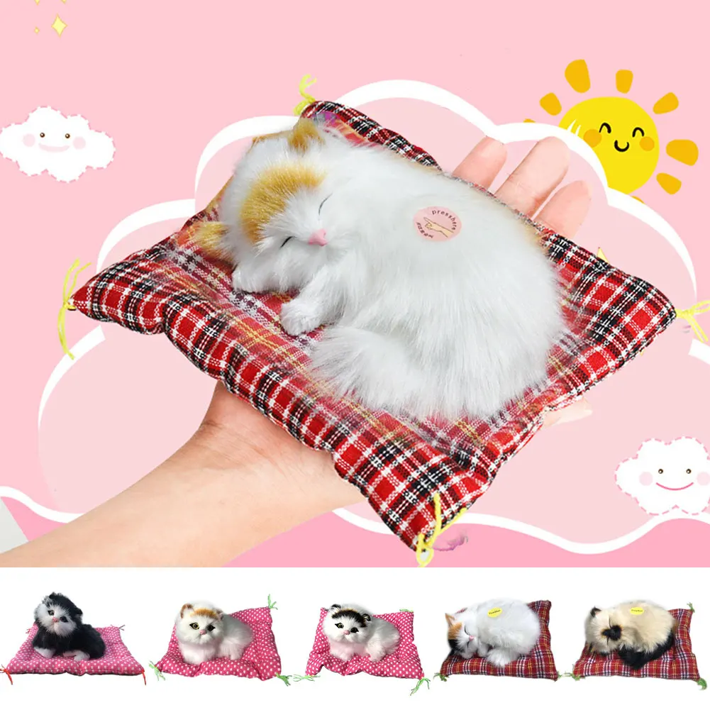 New Simulation Sleeping Cat Stuffed Animals Display Mold Portable Fake Cat Kittens Doll Ornaments Decoration Kids Gift