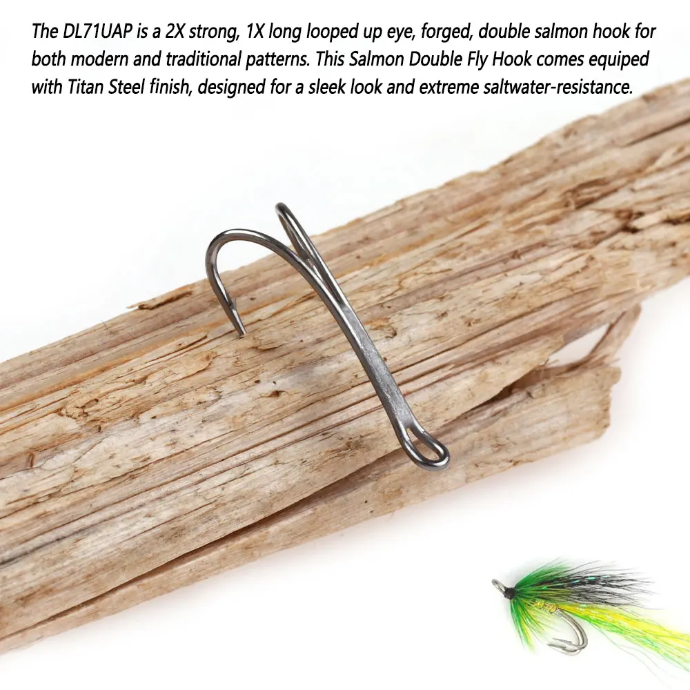 10pcs #4~#12 DL71UAP 2X Strong Salmon Double Fly Hook For Tying Salmon Fly Tube Fly Jig Duple Hook For Sea Fishing Lure Fishing image 6