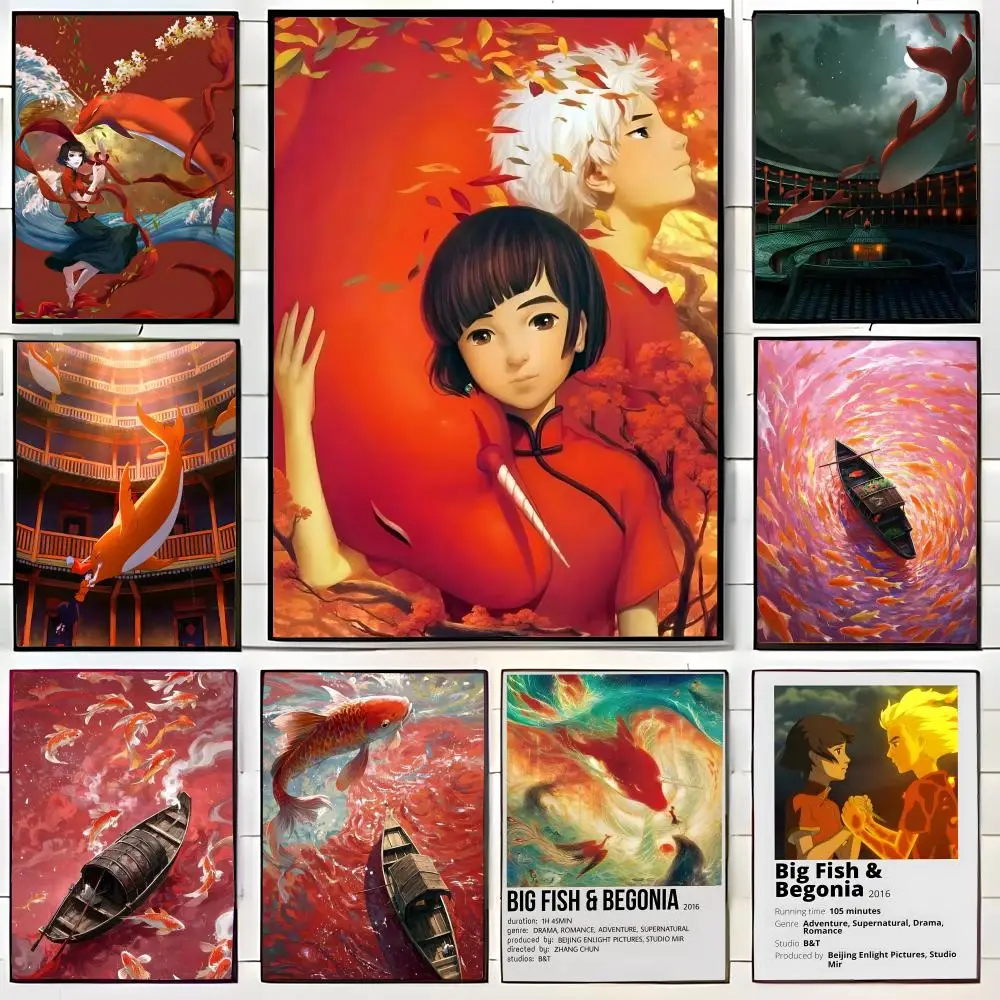 Fantasy Romantic Movie Anime B-Big Fish & Begonia Poster Wall Art Print Poster Decorative Mural Home Decor Gift Unframed