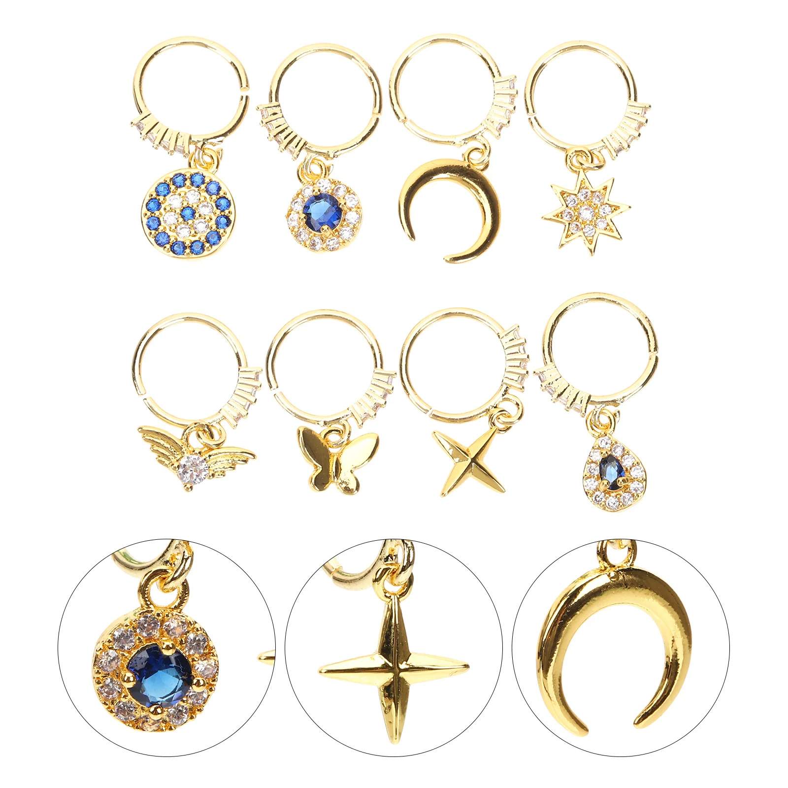 

8Pcs High-Quality Non-Pierced Nose Rings Hoops Alloy Jewelry for Evening Prom Homecoming Nose Hoops Cartilage Earrings