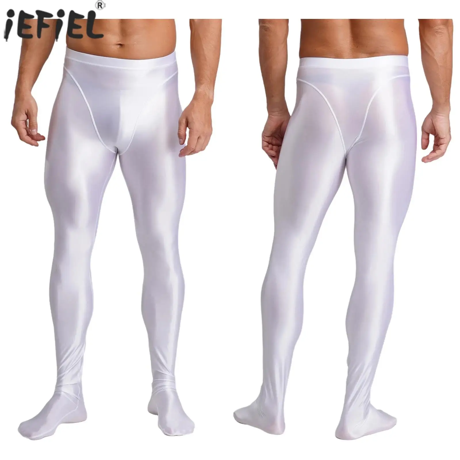 

Men White Color Footed Leggings Tights Costume Accessory High Waist Pantyhose Tights for Yoga Fitness Sports Dance Underpants