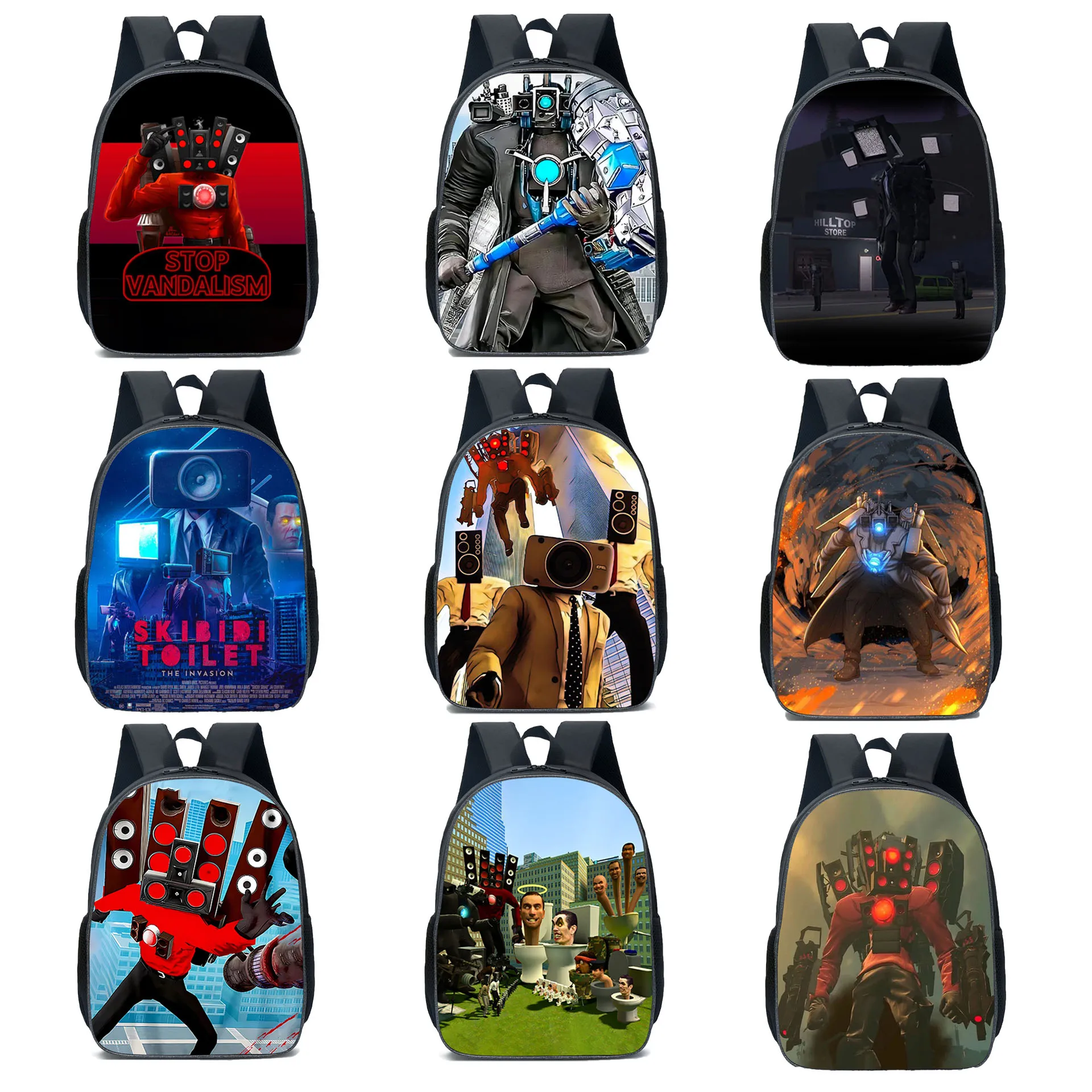 

Cartoon Skibidi Toilet Anime Figure School Bag Toilet TV Radio Titan Man Action Figure Backpack Cosplay Accessories Bags