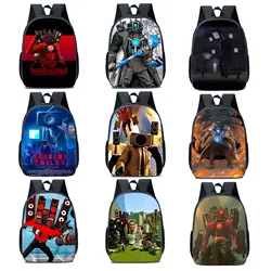 Cartoon Skibidi Toilet Anime Figure School Bag Toilet TV Radio Titan Man Action Figure Backpack Cosplay Accessories Bags