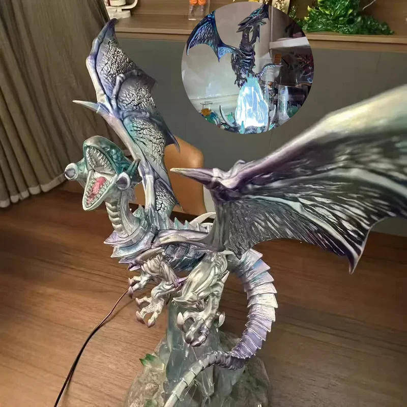 45cm Yu-Gi-Oh Figure Blue-Eyes White Dragon Figures With Light Pvc Statue Model High Quality Collections Desk Decora Toys Gifts