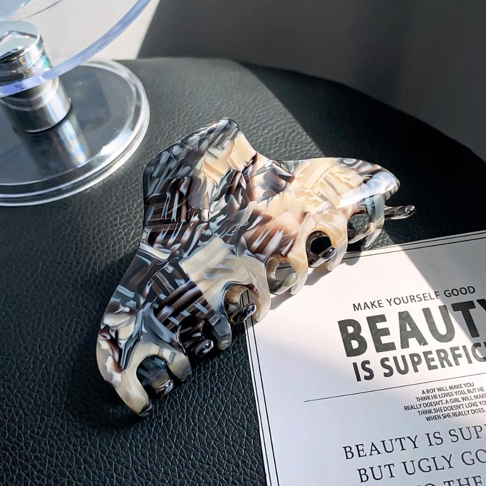 

Solid Color Fresh Acetate Hair Claw Leopard Printing Shark Clip Printing Shark Clip Geometry Hair Clip Tortoiseshell Hair Claw