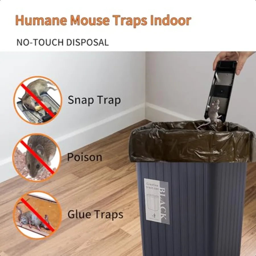 Electric Mouse Trap lndoor Reusable Humane Trap with Ant Escape Design Rodent Zapper Strong Voltage Efective for Mice in Living