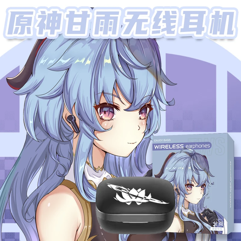 Anime kamisato ayaka raiden shogun ganyu yae miko fone de ouvido sem fio controle de toque fones de ouvido bluetooth presente do estudante