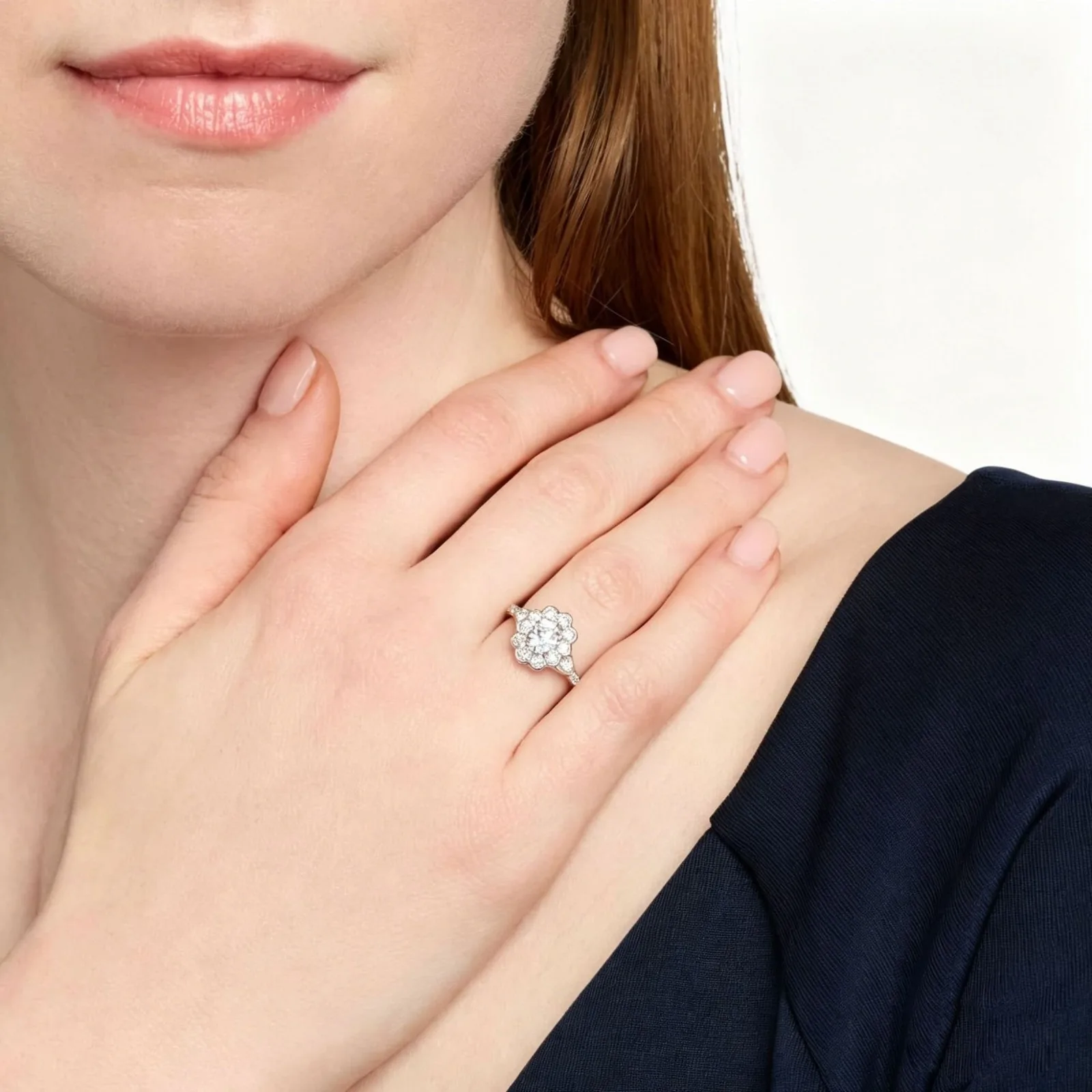 MUSHAN Luxury 925 Sterling Silver 1 Carat Cultivated Diamond Ring Wedding Ring s925 Sterling Silver Oval Diamond Ring Vintage