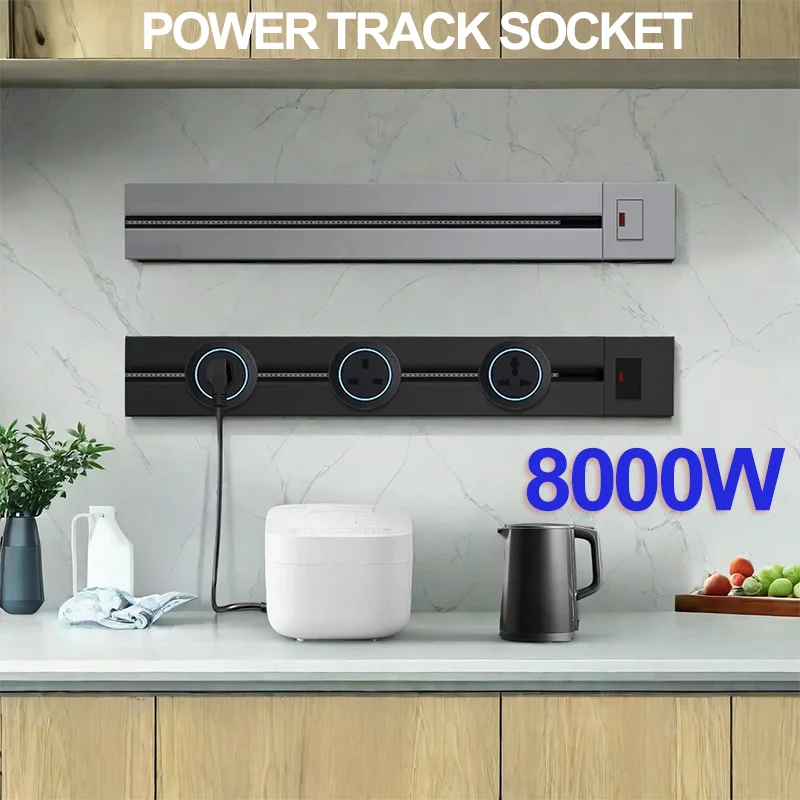 

Wall Power Track Socket UN UK US EU Standard Universal Home Kitchen Aluminum Socket 40cm 50cm, Built-in Socket on Countertop