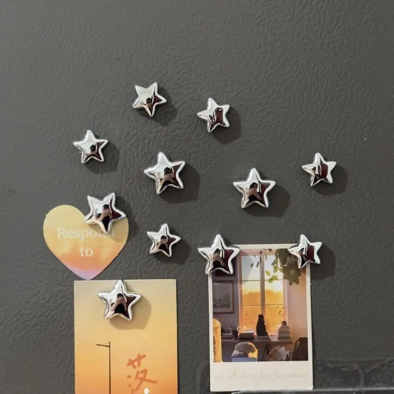 10Pcs Star Fridge Magnets Metal Star Magnetic Push Pins Photo Wall Magnet Sticker Whiteboard Notice Board Home Decor Accessorie