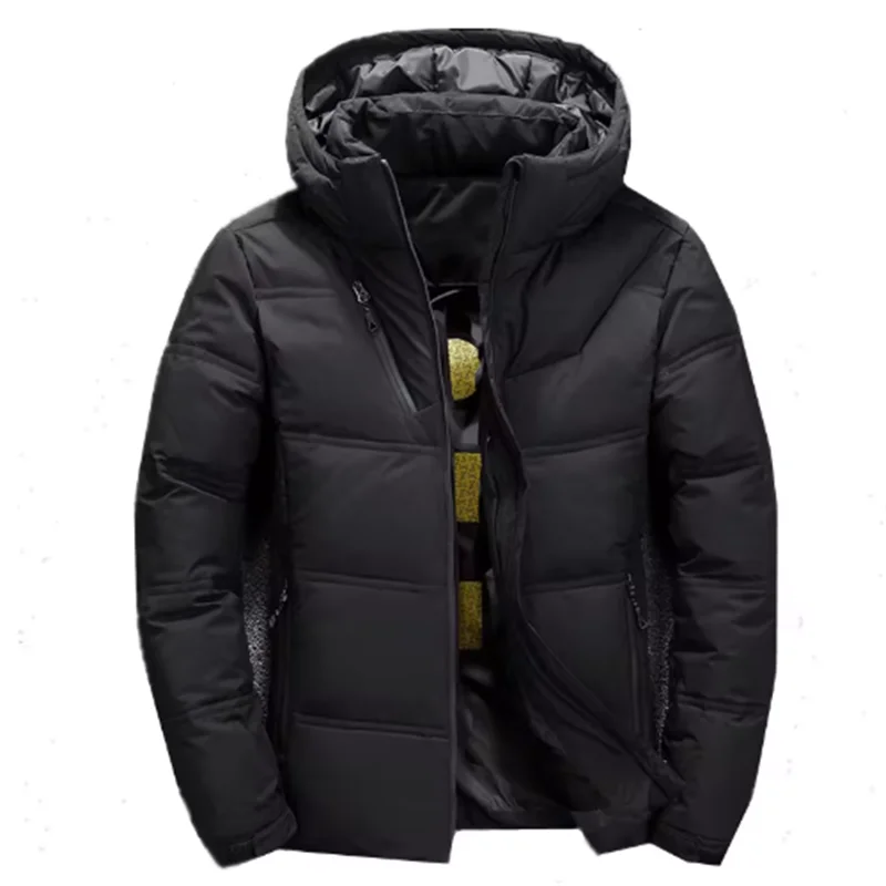 FGKKS 2024 Quality Brand Men Down Jacket Slim Thick Warm Solid Color Hooded Coats Fashion Casual Down Jackets Male