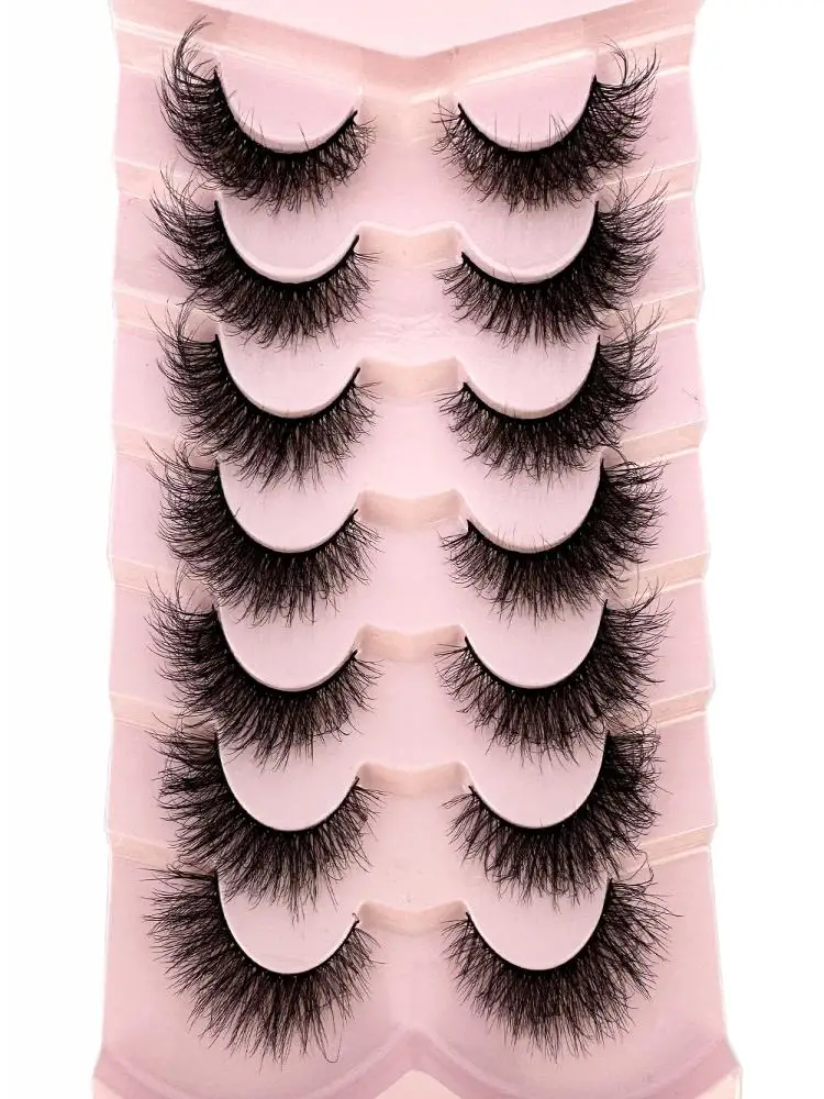 7pairs Natürliche Russische Streifen Wimpern Flauschigen Nerz Wimpern 3D Falsche Wimpern Flauschigen Volumen Wimpern Gefälschte Wimpern Verlängerung Make-Up