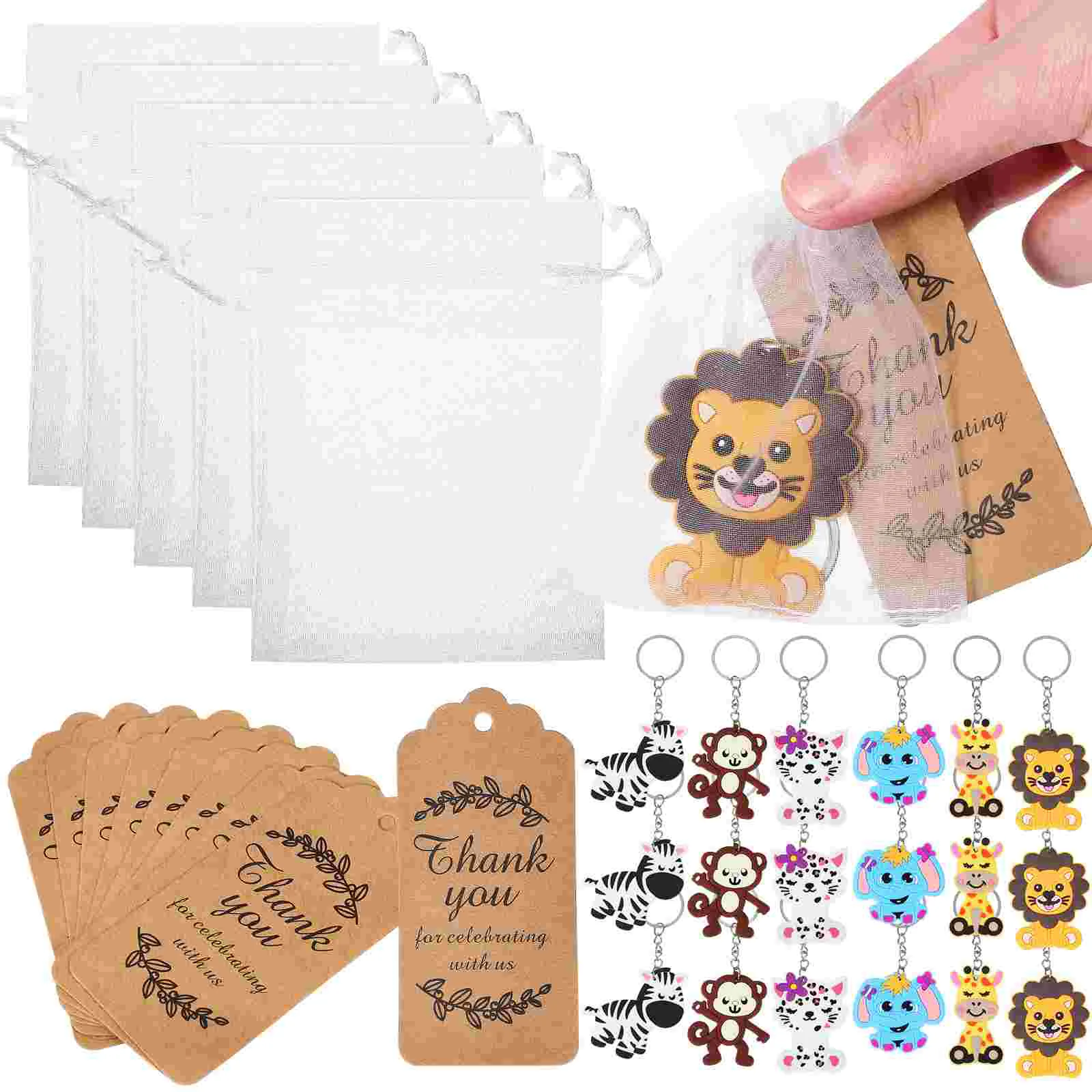 

Forest Jungle Animal Children's Birthday Party Cartoon Key Pendant Set The Gift Decorative Keychains