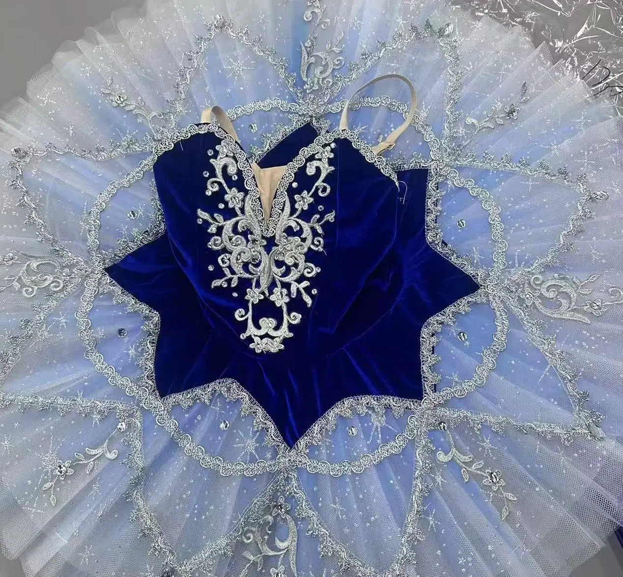 Tutú de Ballet profesional para mujer y niña, falda de Ballet con lentejuelas azules, bailarinas para niños, ropa de actuación, vestido de princesa