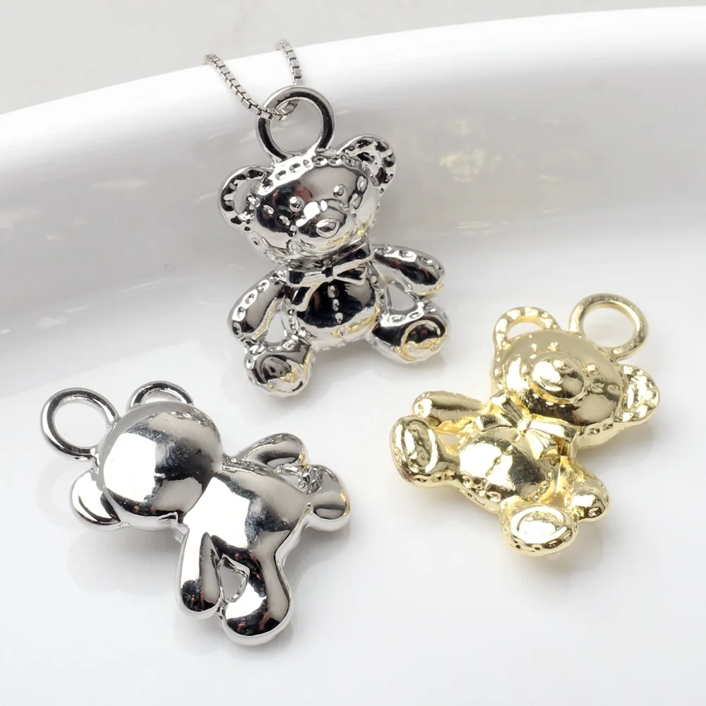 Personalized Zinc Alloy Teddy Bear Charm Pendant DIY Jewelry Making Accessories Bulk Items Wholesale 10pcs/lot