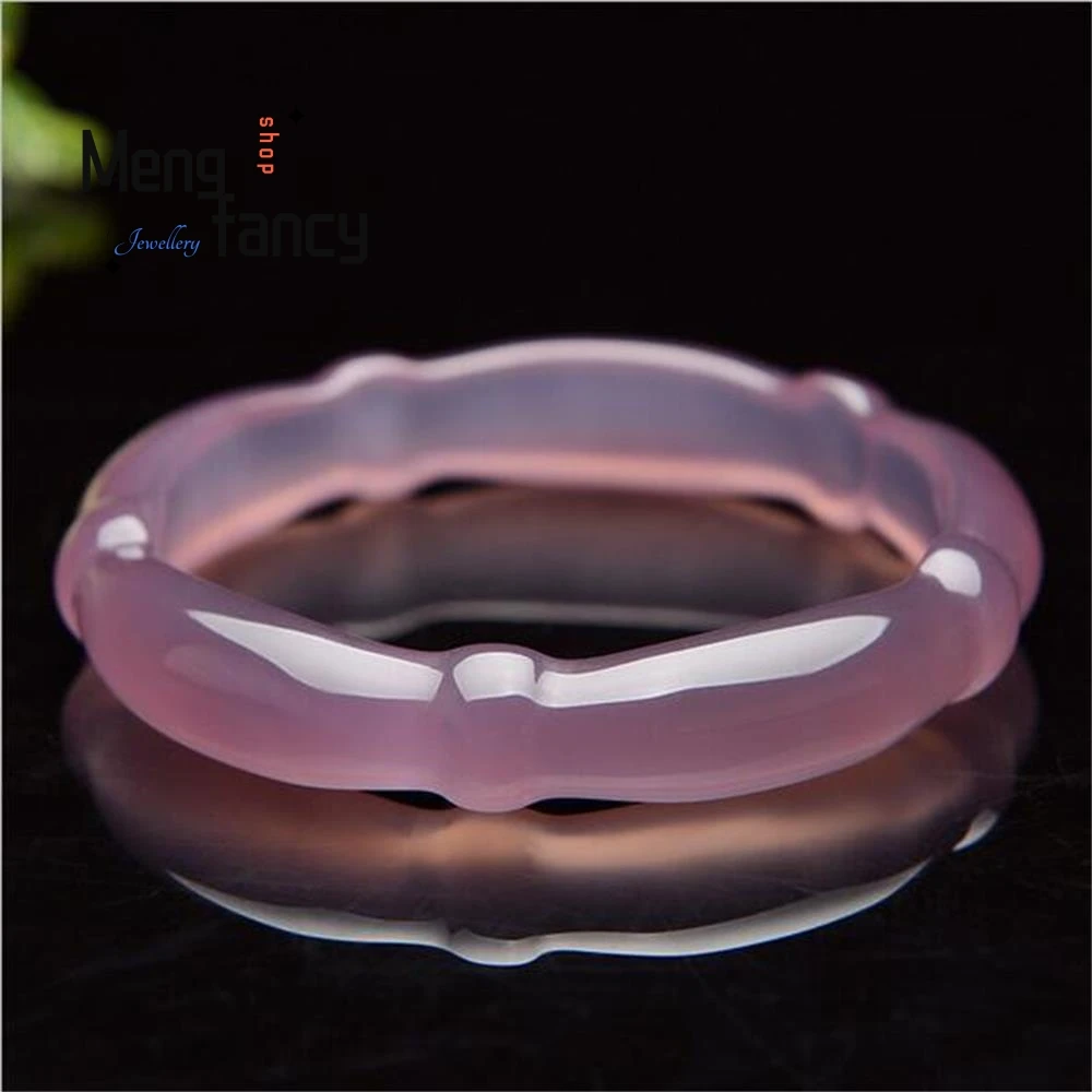 Natural Ice Pink Colour Bamboo Chalcedony Agate Bracelet High-grade Exquisite Sexy Young Girls Fashion Fine Jewelry Holiday Gift