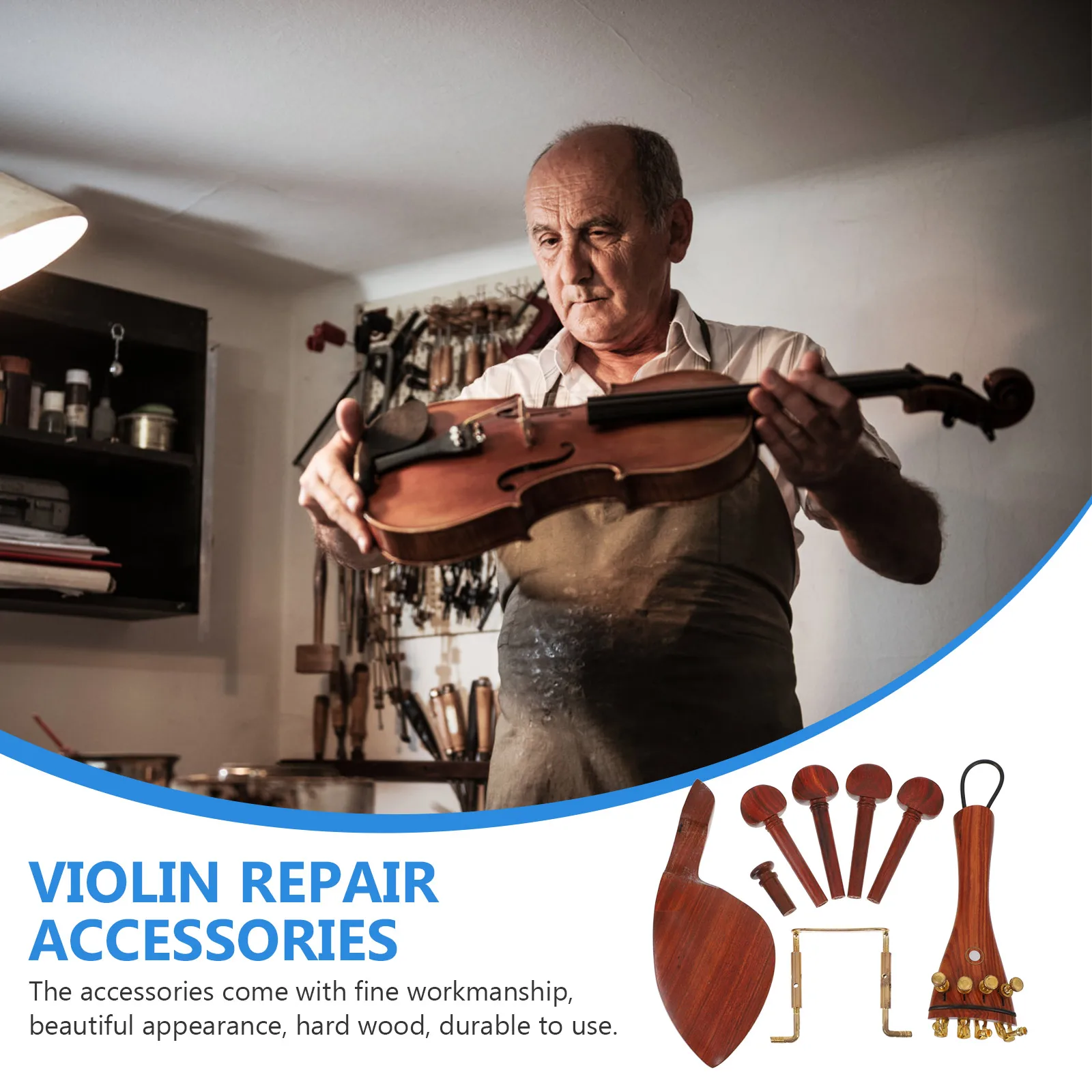 

Wooden Violin Repair Accessories Durable Parts Replacement Pegs Tailpiece Chin Rest Hard Wood Violin Lover Gift Music