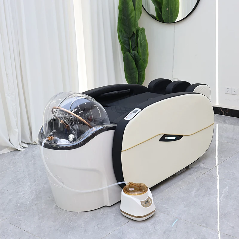 Luxurious Barbershop Furniture Human Touch Massage Head Spa Washing Chair Bed Modern Multifunction Hair Shampoo Bed