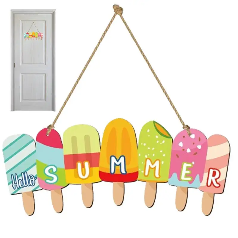 Hello Summer Door Sign Flip-Flop Shaped Beach Decorations Weather-Resistant Door Decor Home Décor Accents For Home Front Door