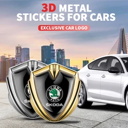 1pcs Car 3D Metal Sticker Side Fender Sticker Shield Modeling Decorative Sticker For Skoda Yeti Octavia 2 a5 Fabia Kodiaq Rapid