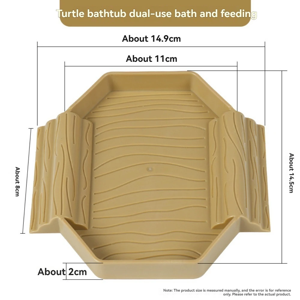 Yellow Edge Turtle Bath Basin Half Water Reptile Turtle Bath Basin Water Food Dual-Use Crawling Pet Breeding Box Landscaping