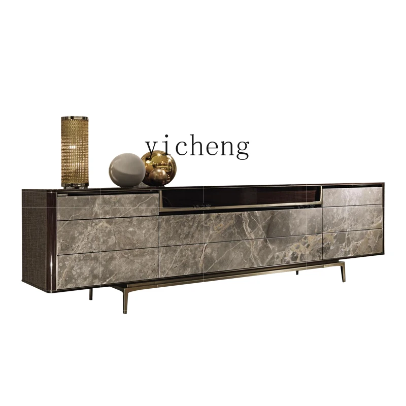 Tqh TV Cabinet Light Luxury Bedroom Home Floor Cabinet Marble Decorative Locker