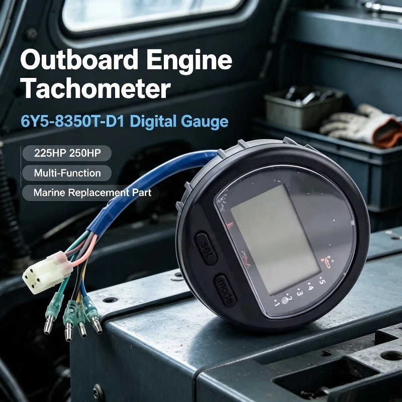 Digital Multi-Function Outboard Tachometer 6Y5-8350T-D1, 225HP 250HP Marine Boat Engine Replacement Tach Gauge