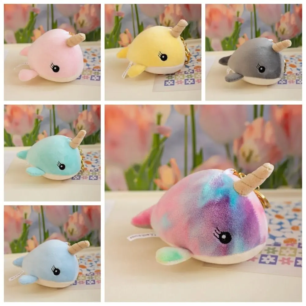 Soft Cartoon Plush Whale Keychain Stuffed Fluffy Animal Plush Whale Doll 12cm Ins Whale Plush Pendant Female Lady Girl