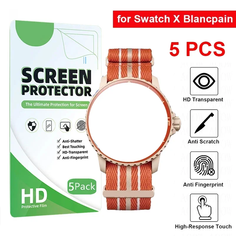 5 قطعة طبقة رقيقة واقية للشاشة عالية الدقة لساعة Swatch X Blancpain Five Ocean غطاء كامل ناعم وواضح من مادة البولي يوريثان الحراري وليس زجاج #1