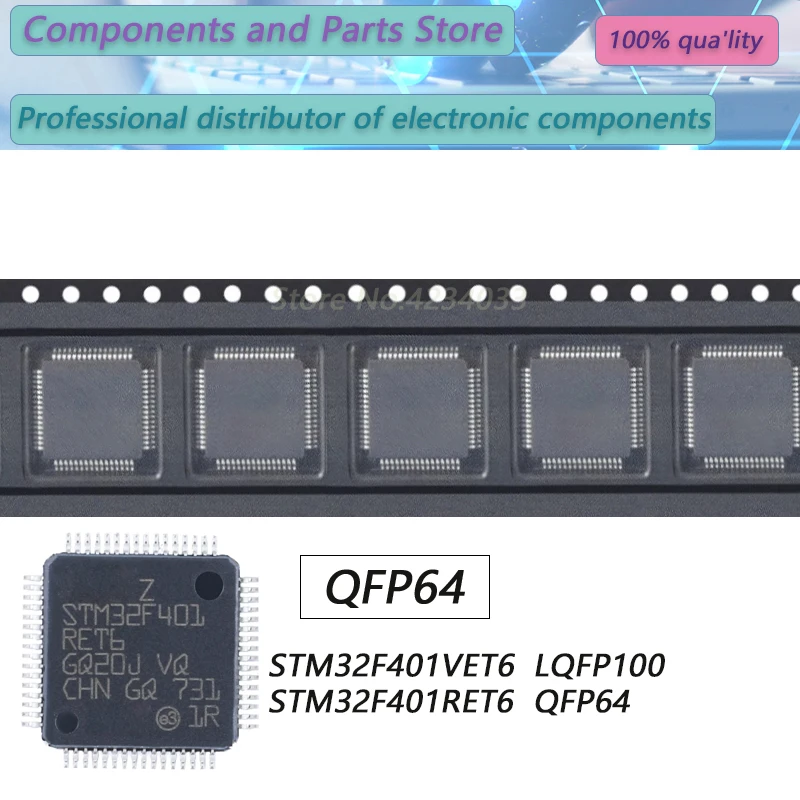 1PCS STM32F401VET6 LQFP100 STM32F401RET6	QFP64 STM32F401  New Original Stock