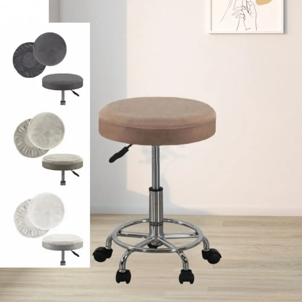 Slipcover Washable Thick-fiber chair cover Fitted Removable Round Stool Cover Elastic Easy Clean Bar Stool Cover Coffee Shop