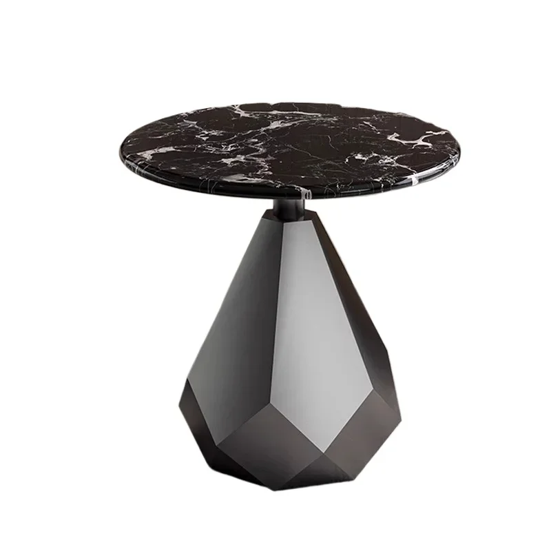 Italian light luxury marble corner sofa chair, living room balcony rock slab edge table, high-end marble small coffee table