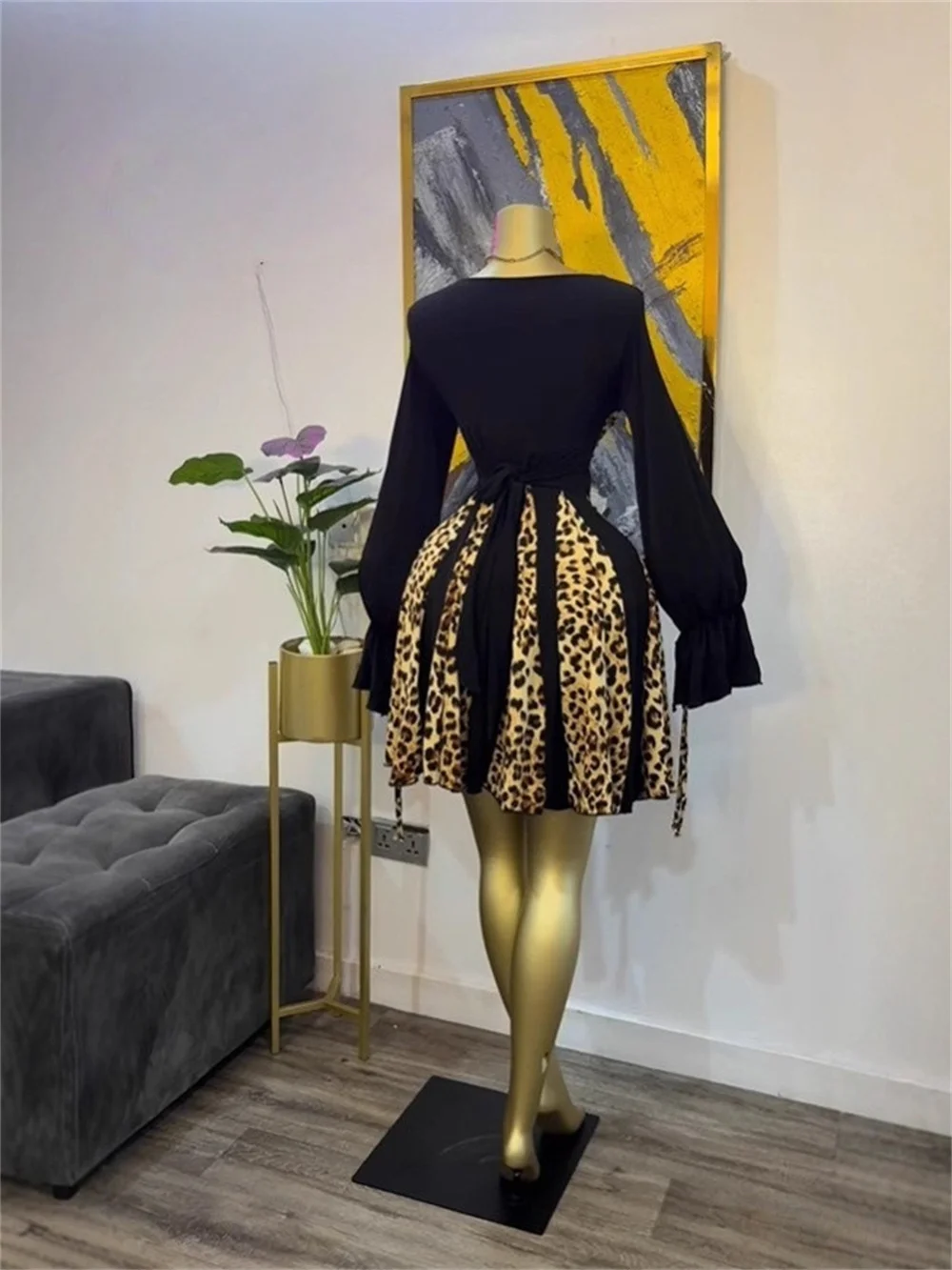 新作セクシー長袖レオパード柄デザインレディース服イブニングプロム誕生日ガウン2025セクシークラブパーティードレス
