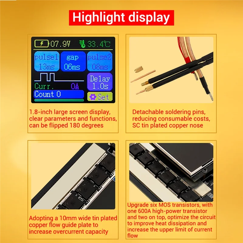 MOPHE-ZK-XW2 Draagbare Puntlasser DIY Accessoires LCD Digitale Power Verstelbare Puntlassen Pen Dual Pulse Upgrade 3000A