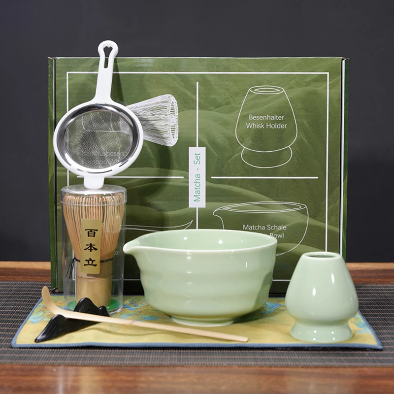 

7pcs Japanese Matcha Making Set Bamboo Matcha Brush Exquisite Matcha Bowl Gift Box With Whisk Sumptuous Tea Tools Great Gifts