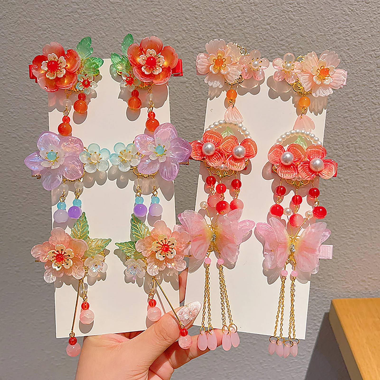 2PCS Ancient Hair Clips Fairy Flower Hairpin Chinese Style H