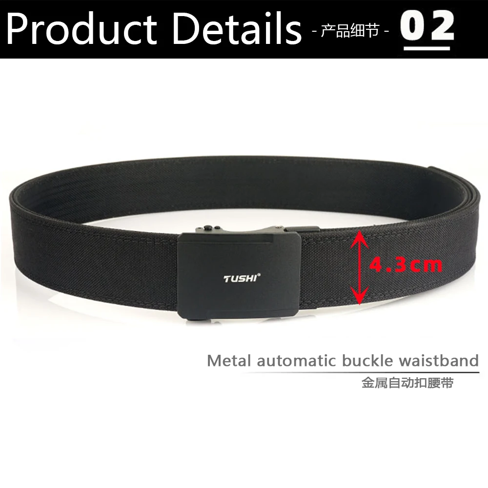 Tushi neuer harter taktischer Gürtel für Männer Metall automatische Schnalle ipsc Waffen gürtel 1100d Nylon Militär gürtel Outdoor Sport gürtel männlich – Detail 7