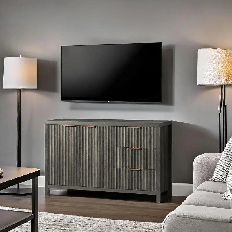 

с местом для хранения, рифленый оксфордский буфет, 47 дюймов, современная Credenza с 3 ящиками