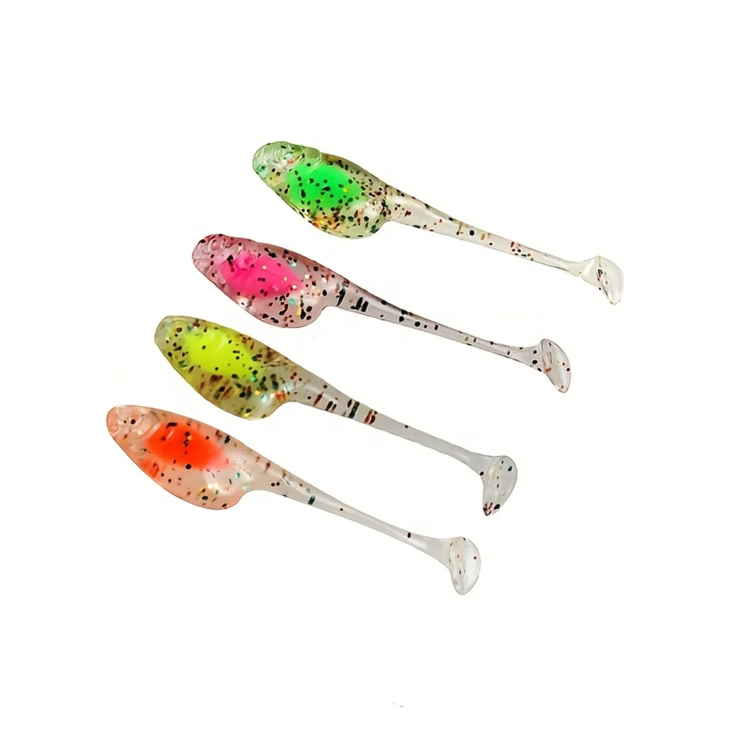 37pcs Premium Mini Fishing Lure Kit - Vibrant T-Tail Wobblers with Colorful Round Lead  - Lifelike Bionic Design - Ideal for Fre