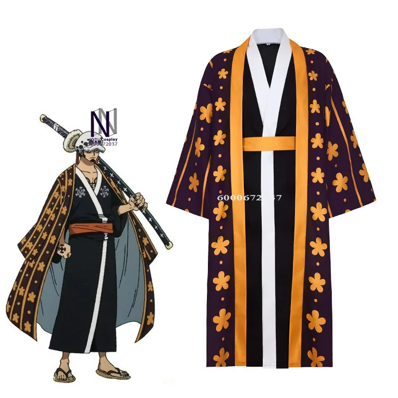 

One Piece Trafalgar Law Cosplay - Pirate King Themed Bathrobe Kimono Set for Kingdom of Harmony