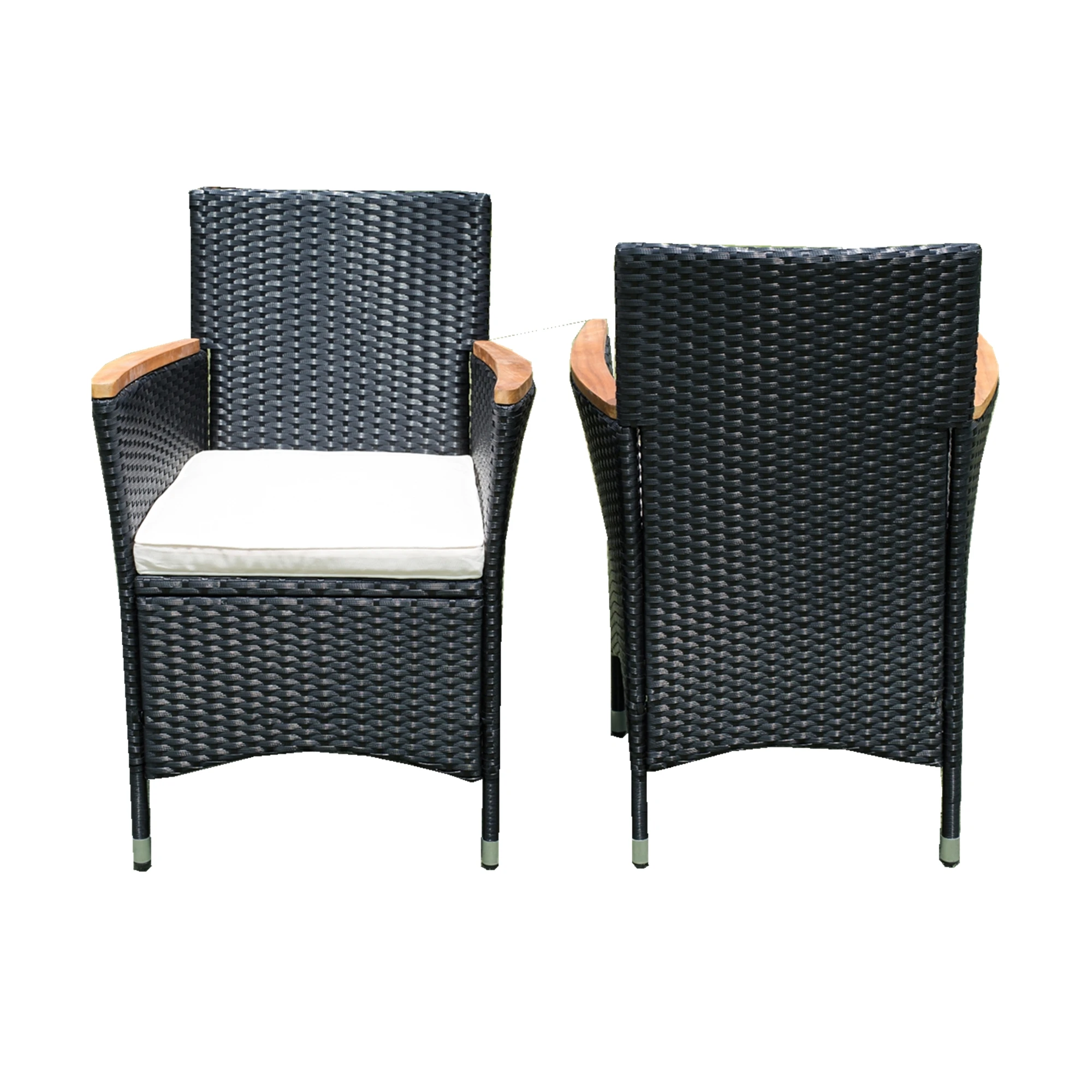 7 Stuk Outdoor Patio Rieten Dining Set Patio Rieten Meubels Dining Set W/Acacia Hout Top