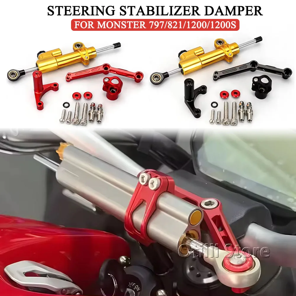 

Motorcycle Accessories Adjustable Damper Steering Stabilize Kit For Ducati Monster 797 821 MONSTER 1200 1200S 2014-2021 2020