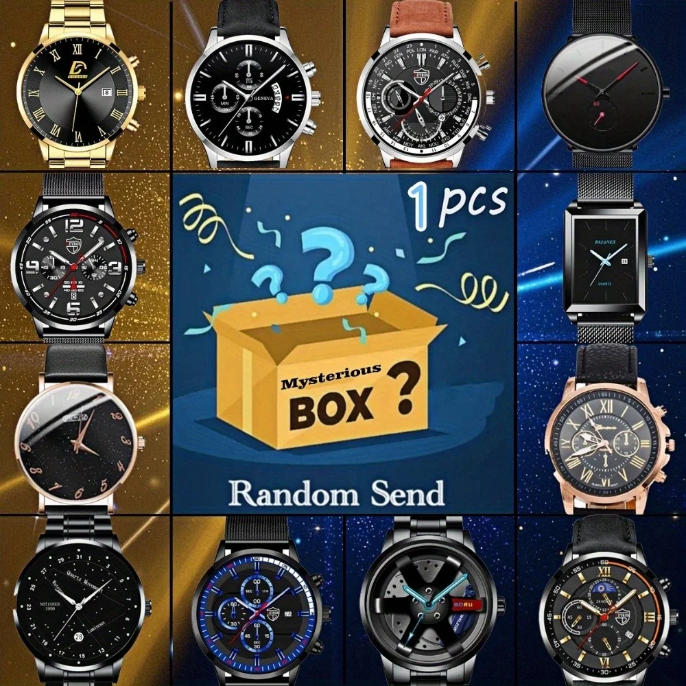 

Mystery Box, 1 Random Pieces, Men's Round Dial Quartz WristWatch Best Birthday, Christmas and Anniversary Gifts