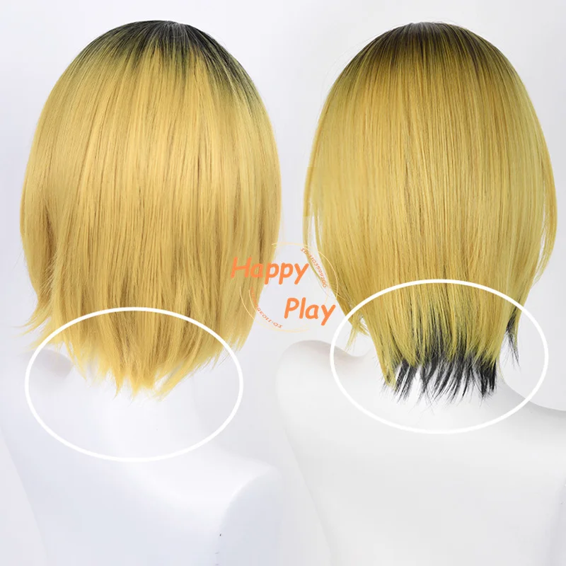 4 gaya Wig Cosplay Kenma Kozume hitam keemasan celup Kozume Kenma Wig wanita tahan panas rambut sintetis karnaval Halloween